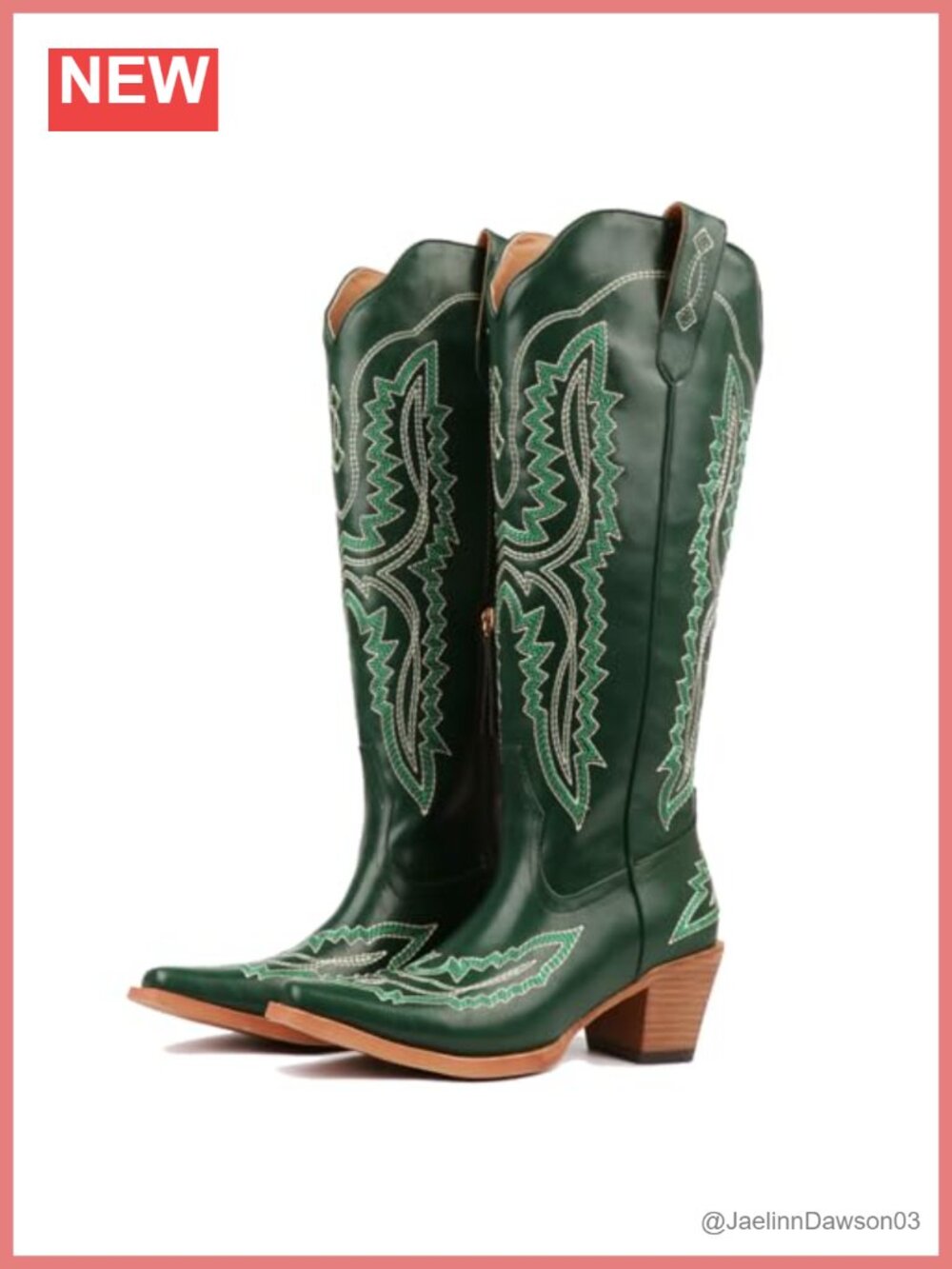 Women's Knee High Cowboy Boots Pointed Snip Toe Chunky Heel Western Boots